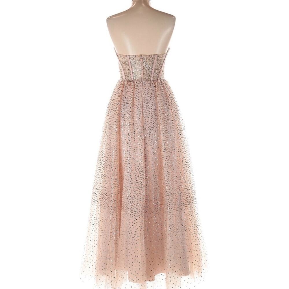 Jules & Cleo Corset Rose Good Elegant Strapless Pink Evening Gown Sparkly - Picture 2 of 5